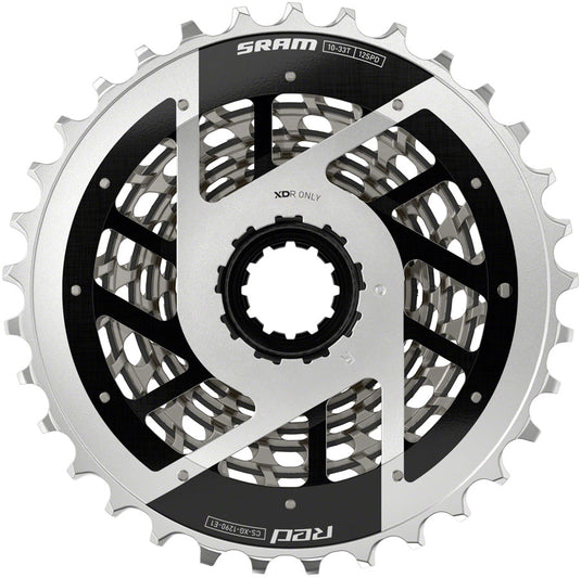 SRAM RED XG-1290 Cassette - 12-Speed, 10-33t, For XDR Driver Body, Silver, E1