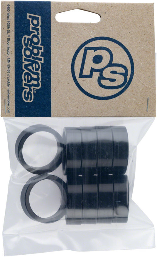 Problem Solvers Headset Stack Spacer - 28.6, 10mm, Aluminum, Black, Bag of 10