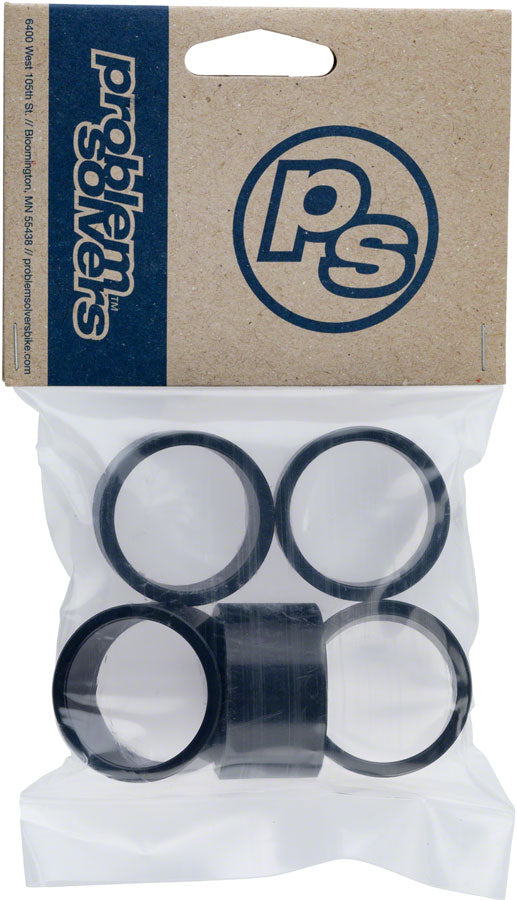 Problem Solvers Headset Stack Spacer - 28.6, 20mm, Aluminum, Black, Bag of 5