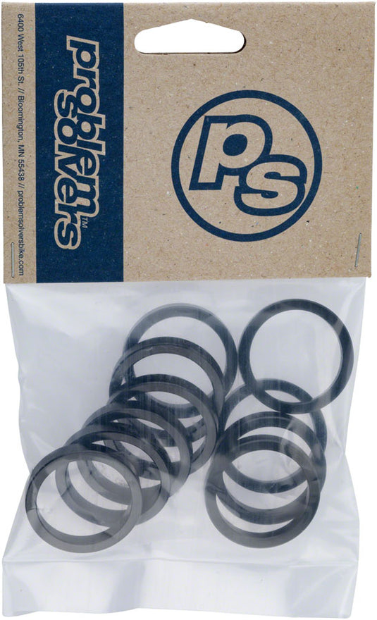 Problem Solvers Headset Stack Spacer - 25.4, 5mm, Aluminum, Black, Bag of 10