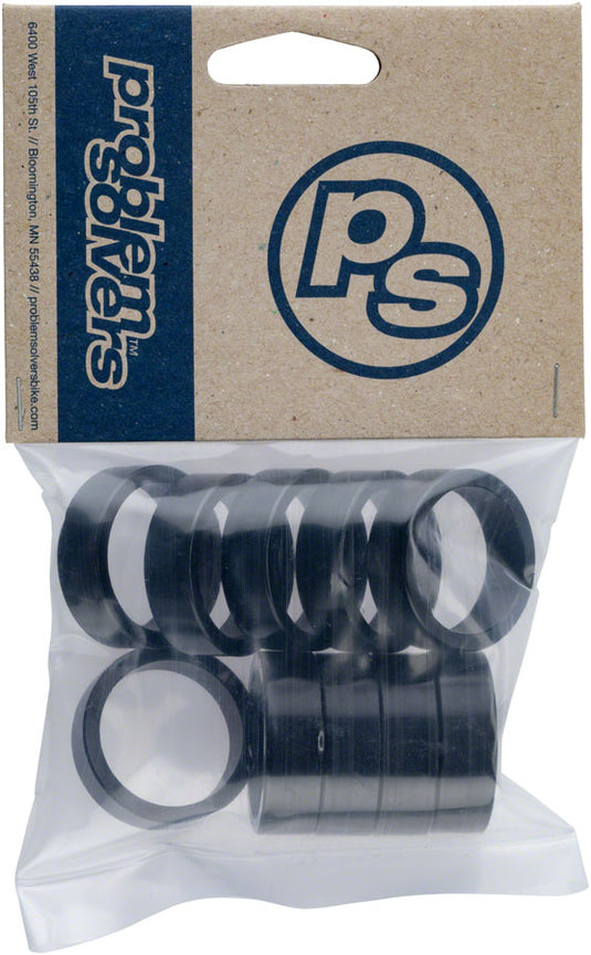 Problem Solvers Headset Stack Spacer - 25.4, 10mm, Aluminum, Black, Bag of 10