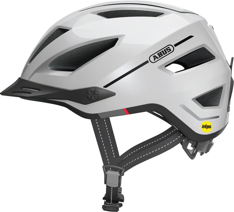 Load image into Gallery viewer, Abus-Pedelec-2.0-Helmet-Large-(56-62cm)-Half-Face-MIPS-Visor-With-Light-Adjustable-Fitting-Fidlock-Magnetic-Strap-Buckle-Reflector-Ponytail-Compatible-White-HLMT4904-Bicycle-Helmets
