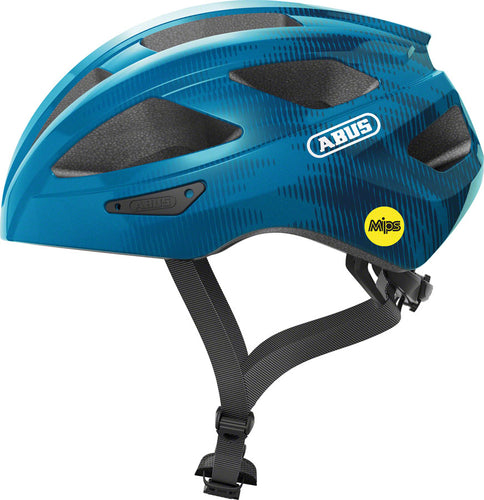 Abus-Macator-Helmet-Medium-(52-58cm)-Half-Face-MIPS-Zoom-Ace-Urban-System-Fidlock-Magnetic-Strap-Buckle-Bug-Mesh-Ponytail-Compatible-Blue-HLMT4932-Bicycle-Helmets