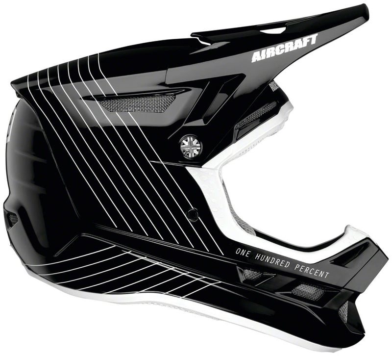 Load image into Gallery viewer, 100-Aircraft-Composite-Full-Face-Helmet-Small-(55-56cm)-Full-Face-Visor-Steel-D-Ring-Buckle-Washable-Anti-Bacterial-Liner-Cheek-Pads-Chin-Strap-Covers-Black-HLMT5331-Bicycle-Helmets
