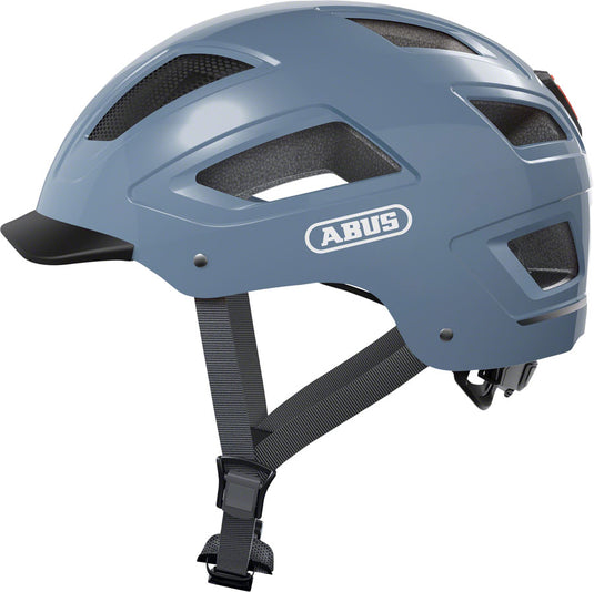 Abus-Hyban-2.0-Helmet-Large-Half-Face-With-Light-Visor-Fidlock-Magnetic-Strap-Buckle-Reflector-Bug-Mesh-Ponytail-Compatible-Blue-HE5094-Bicycle-Helmets