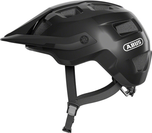 Abus-MoTrip-Helmet-Medium-(54-58cm)-Half-Face-Visor-Adjustable-Fitting-Adjustable-Strap-Divider-Ponytail-Compatible-Black-HLMT5215-Bicycle-Helmets