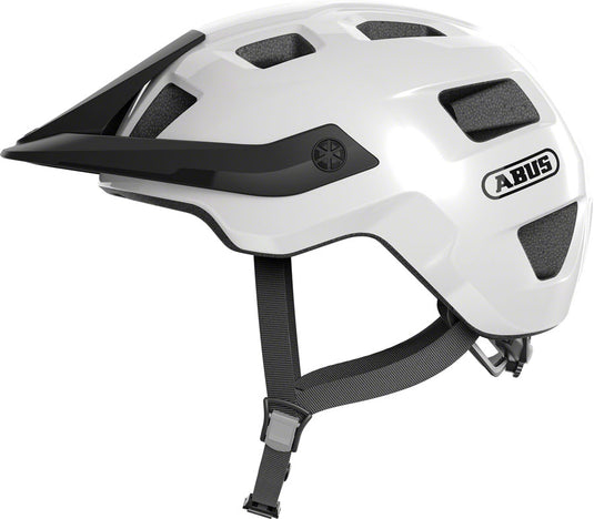 Abus-MoTrip-Helmet-Large-(57-61cm)-Half-Face-Visor-Adjustable-Fitting-Adjustable-Strap-Divider-Ponytail-Compatible-White-HLMT5237-Bicycle-Helmets