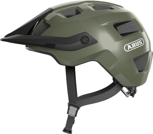 Abus-MoTrip-Helmet-Medium-(54-58cm)-Half-Face-Visor-Adjustable-Fitting-Adjustable-Strap-Divider-Ponytail-Compatible-Green-HLMT5243-Bicycle-Helmets