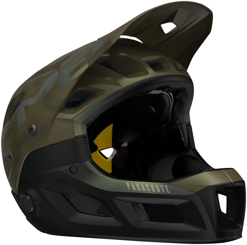 Load image into Gallery viewer, MET-Helmets-Parachute-MCR-MIPS-Helmet-Large-(58-61cm)-Full-Face-MIPS-C2-360°-Head-Belt-Detachable-Visor-Boa-Fs1-Fit-System-Fidlock-Magnetic-Buckle-Removable-Cheek-Pads-Helmet-Soft-Bag-Included-Green-HLMT4809-Bicycle-Helmets
