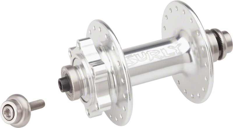 Load image into Gallery viewer, Surly Ultra New Disc Front Hub - QR x 100mm, 6-Bolt, Silver, 32h
