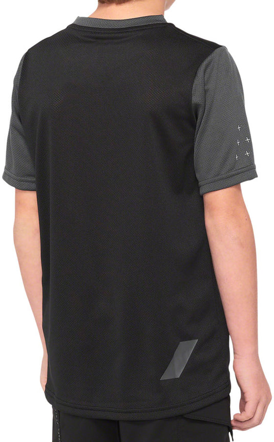 100% Ridecamp Jersey - Black/Charcoal, Short Sleeve, Youth, Small