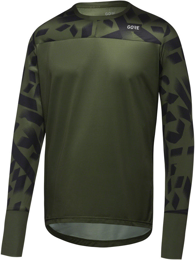 Load image into Gallery viewer, Gorewear Trail KPR Daily Long Sleeve Jersey - Utility Green/Black, Men&#39;s, Small
