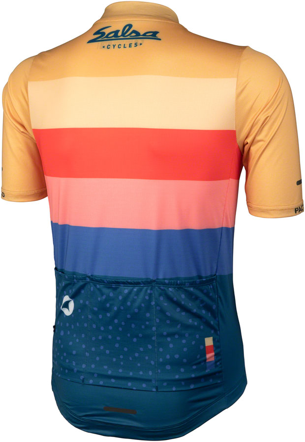 Load image into Gallery viewer, Salsa Team Polytone Men&#39;s Jersey - Goldenrod, Dark Blue, w/ Stripes, Small
