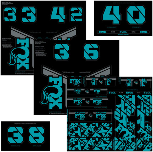 FOX Fork and Shock Decal Kit - Turquoise