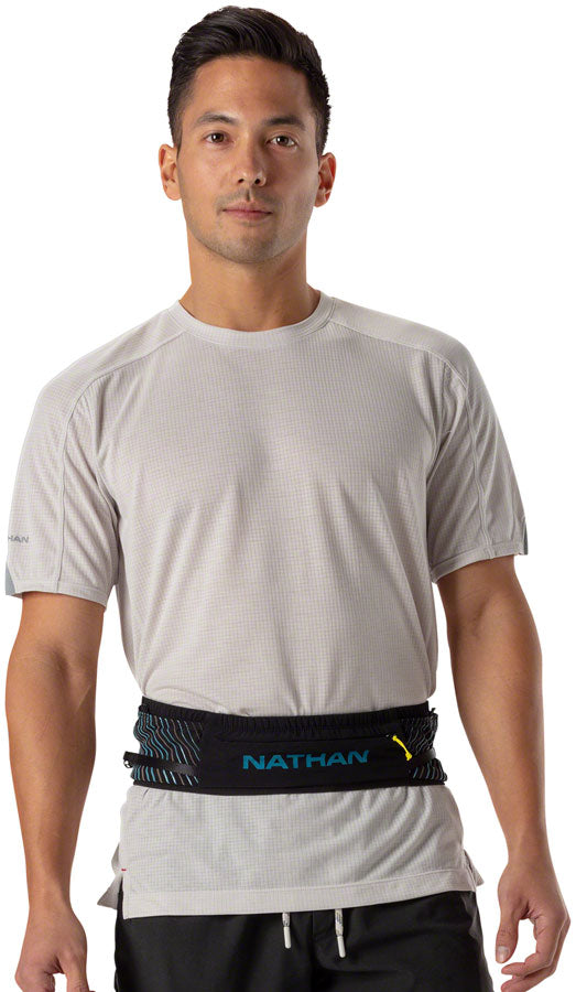 Load image into Gallery viewer, Nathan Pinnacle Running Belt - Black/Blue, 2X-Small/X-Small
