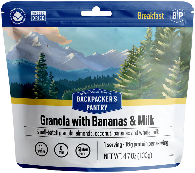 Load image into Gallery viewer, Backpacker&#39;s-Pantry-Granola-w-Bananas-Almonds-and-Milk-Camping-and-Bikepacking-Food-OF1079
