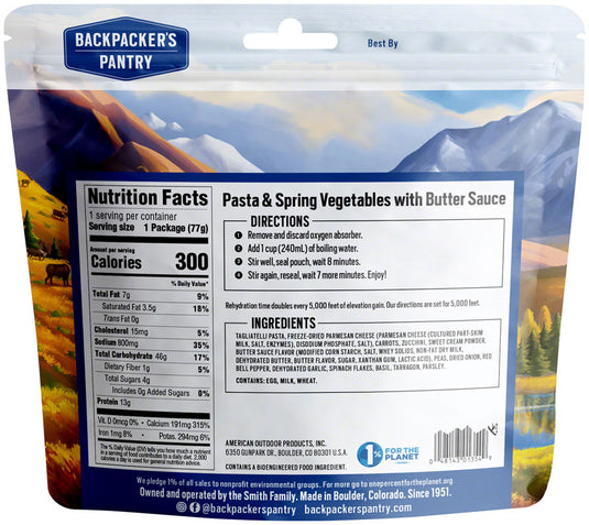 Pack of 2 Backpacker's Pantry Pasta Primavera - 1 Serving