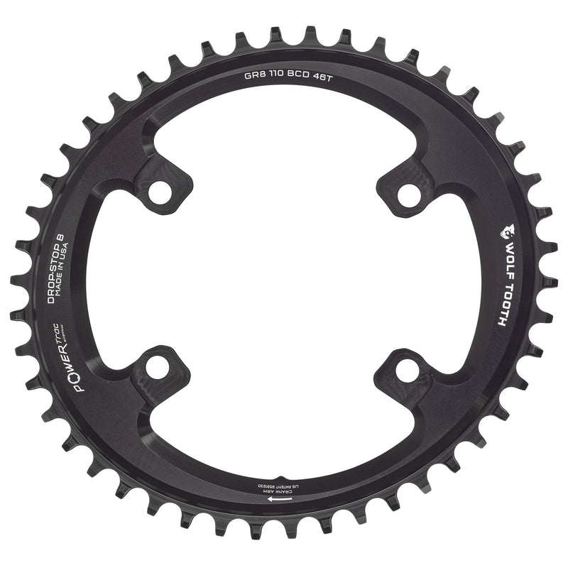 Load image into Gallery viewer, Wolf Tooth Elliptical Aero 110 Asymmetric BCD Chainring - 46t, 110 Asymmetric BCD, 4-Bolt, Drop-Stop ST, For Shimano GRX
