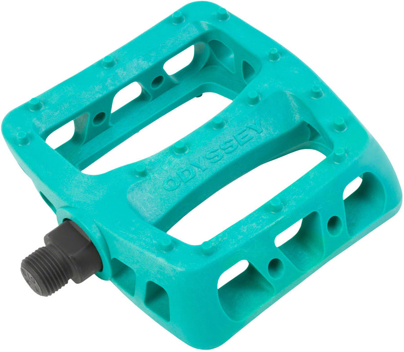 Load image into Gallery viewer, Odyssey Twisted PC Pedals 9/16&quot; Chromoly Composite In-Mold Pins Billiard Green
