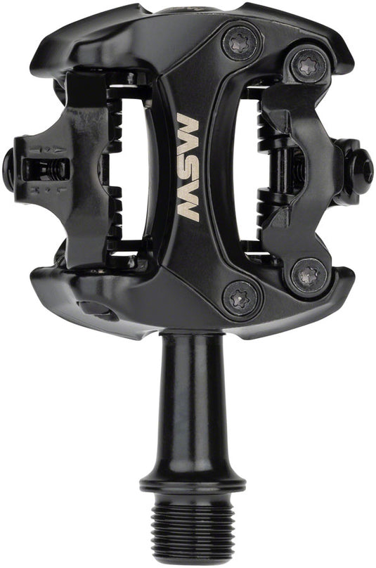 MSW Flash II Pedals - Dual Sided Clipless, Aluminum, 9/16", Black