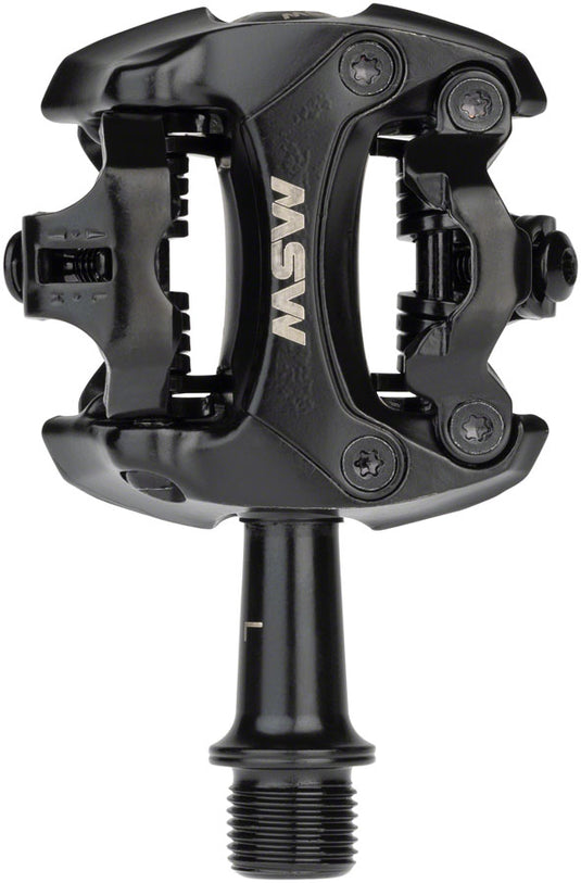 MSW Flash II Pedals - Dual Sided Clipless, Aluminum, 9/16", Black