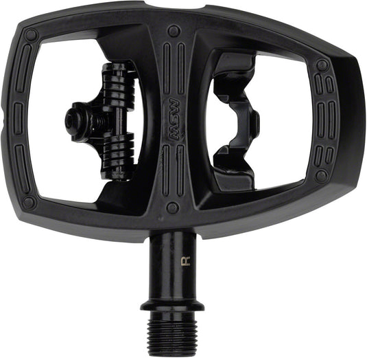 MSW Flip I Pedals - Single Side Clipless with Platform, Aluminum, 9/16", Intense Black