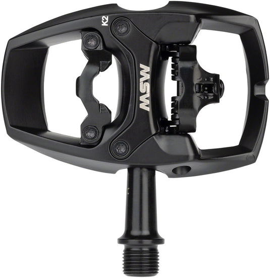 MSW Flip II Pedals - Single Side Clipless with Platform, Aluminum, 9/16", Black