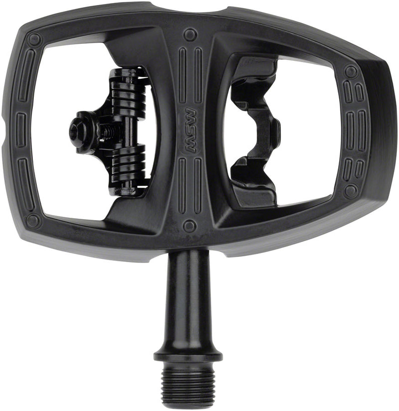 Load image into Gallery viewer, MSW Flip II Pedals - Single Side Clipless with Platform, Aluminum, 9/16&quot;, Black
