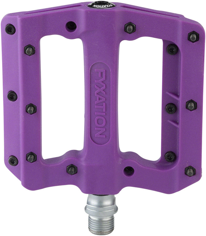 Load image into Gallery viewer, Fyxation Mesa MP Platform Pedals 9/16&quot; Nylon Body 20 Removable Grip Pins Purple
