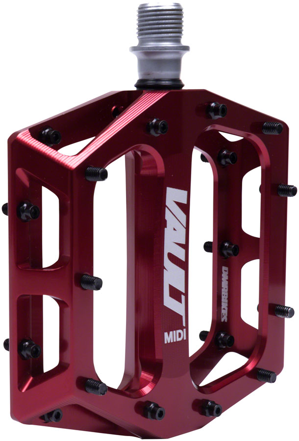 Load image into Gallery viewer, DMR Vault MIDI Platform Pedals 9/16&quot; Concave Alloy Body Removable Pins Deep Red
