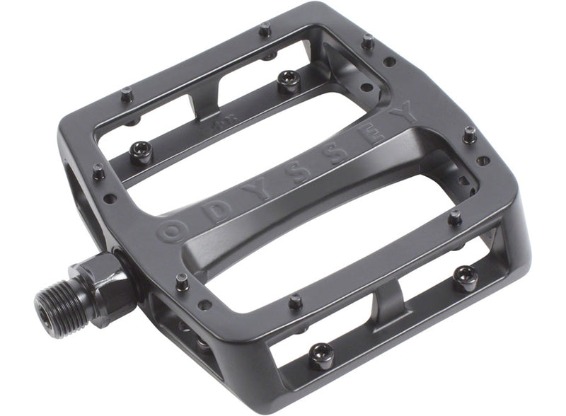 Load image into Gallery viewer, Odyssey Grandstand V2 PC Platform Pedals 9/16&quot; Dual Concave Aluminum Body Black
