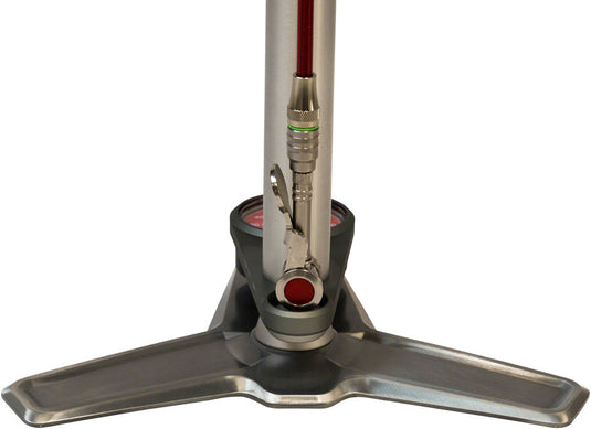 Silca Superpista Ultimate 'Hiro' Edition Floor Pump - 160psi, Stainless Steel, Red Hose with Hiro V2 Chuck, Silver