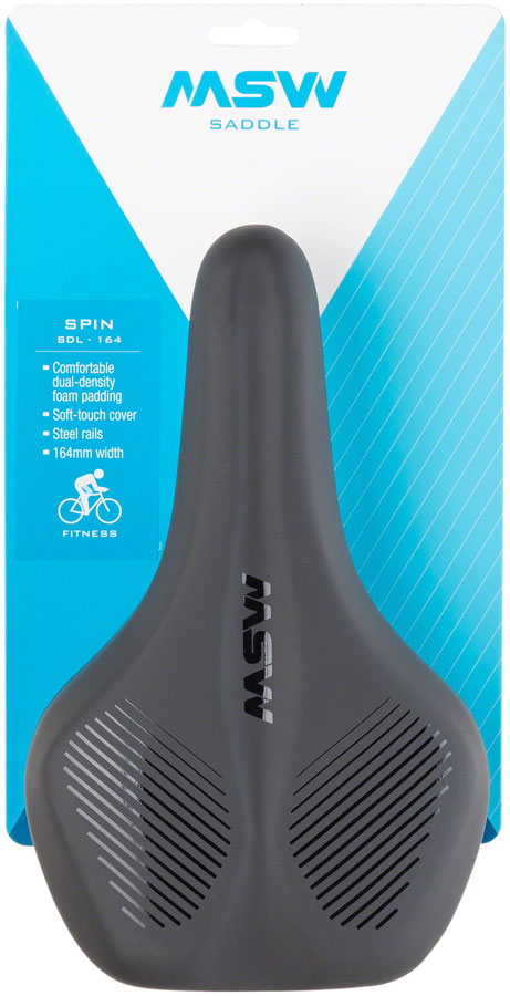 MSW SDL-164 Spin Fitness Saddle - Black Soft-Touch Cover High Density Foam