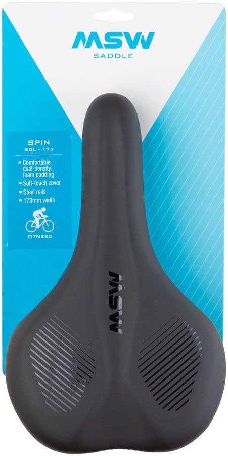 MSW SDL-173 Spin Fitness Saddle - Black Soft-Touch Cover High Density Foam