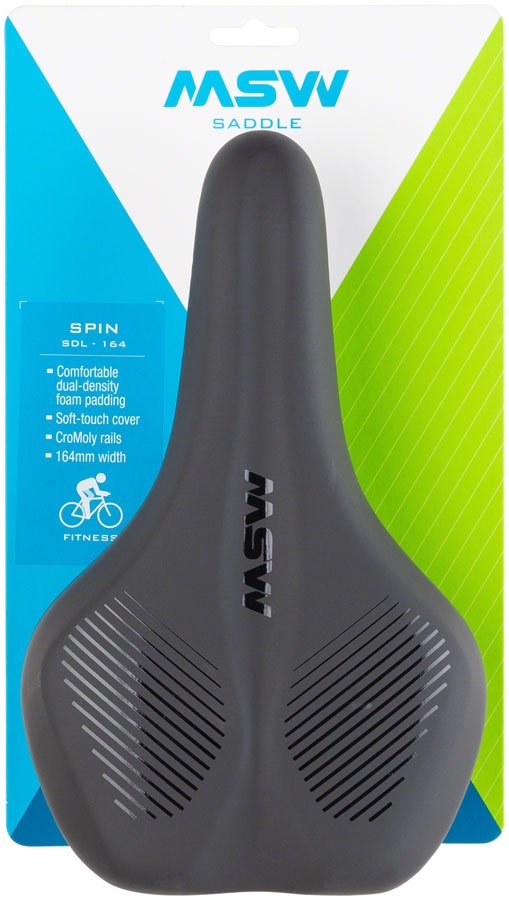 MSW SDL-164 Spin Fitness Saddle - Black Soft-Touch Cover High Density Foam