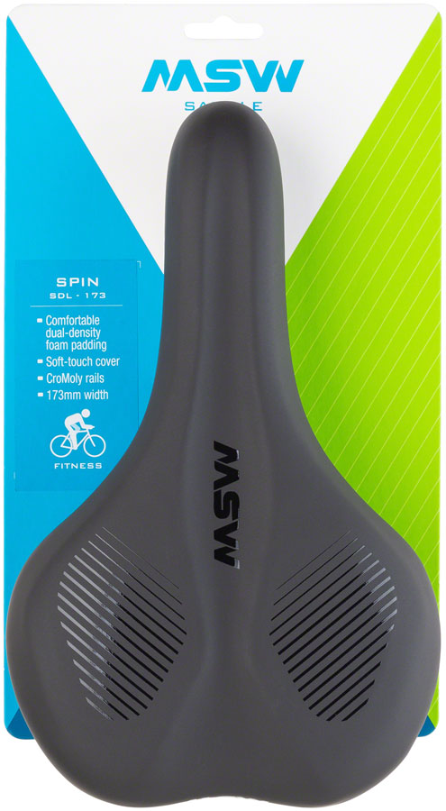 MSW SDL-173 Spin Fitness Saddle - Black Soft-Touch Cover High Density Foam