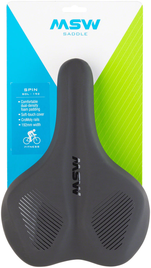 MSW SDL-192 Spin Fitness Saddle - Black Soft-Touch Cover High Density Foam