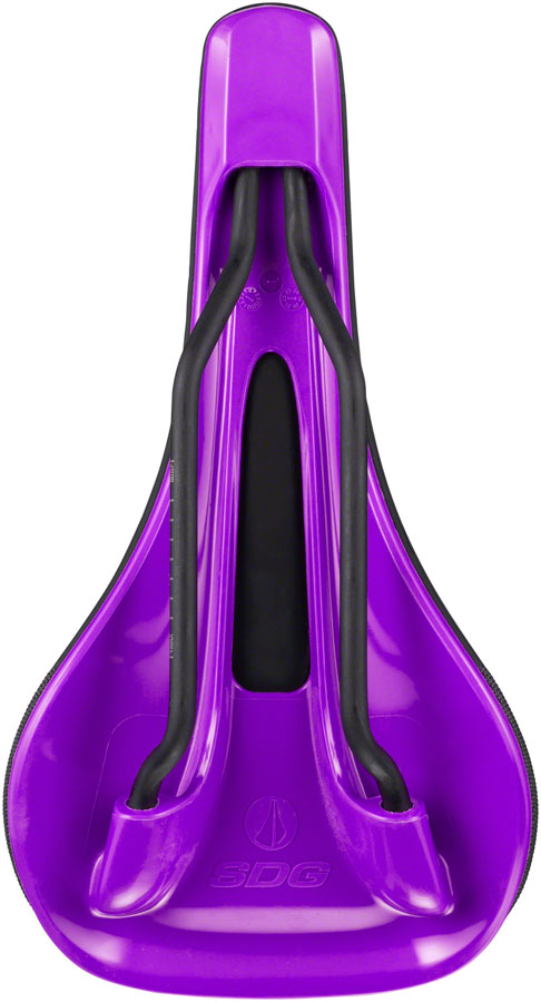 Load image into Gallery viewer, SDG Bel Air V3 Saddle - Black/Purple 140mm Width Lux Alloy Rails Unisex
