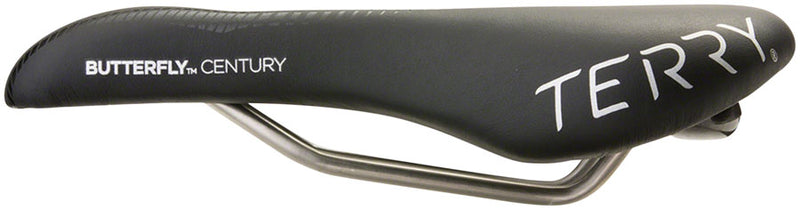 Load image into Gallery viewer, Terry Butterfly Century Saddle - Black 152mm Width Titanium Rails Womens
