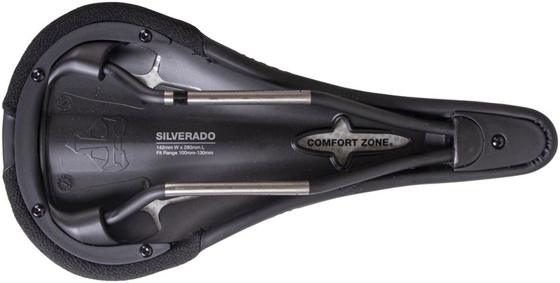 Load image into Gallery viewer, WTB Silverado Saddle - Black 280mm Width Titanium Rails Microfiber Cover
