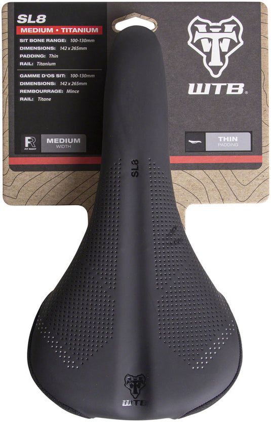 WTB SL8 Saddle - Black 265mm Width Titanium Rails Lightweight Padding