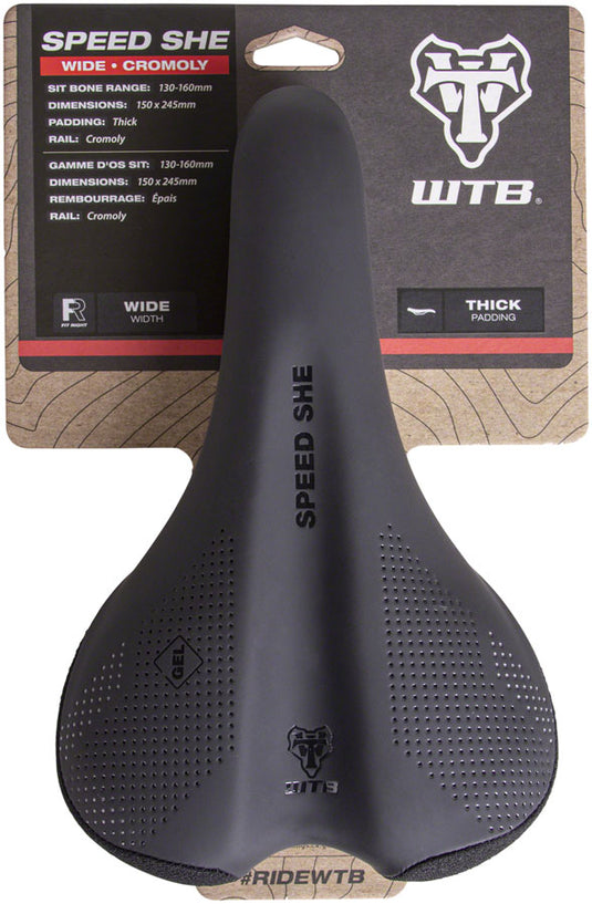 WTB Speed She Saddle - - Black 150mm Width Chromoly Rails Lightweight Padding