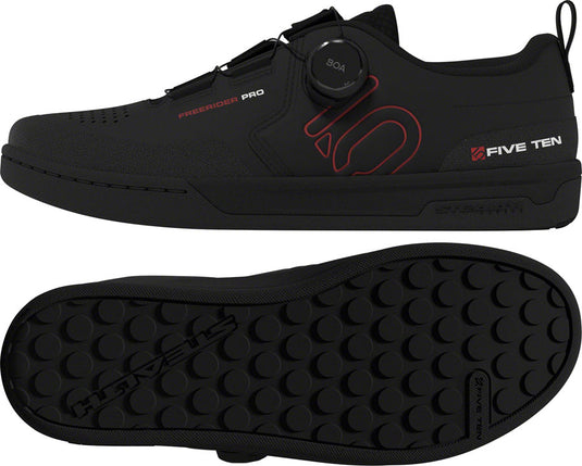 Five Ten Freerider Pro BOA Flat Shoes - Men's, Core Black/Red/FTWR White, 12