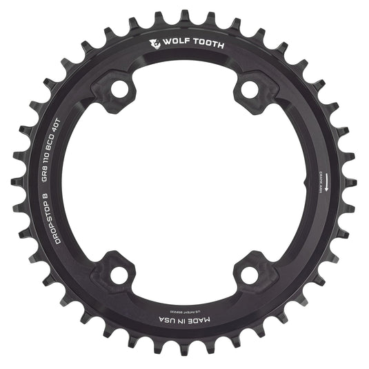 Wolf Tooth Aero 110 Asymmetric BCD Chainring - 52t, 110 Asymmetric BCD, 4-Bolt, Drop-Stop ST, For Shimano GRX 800