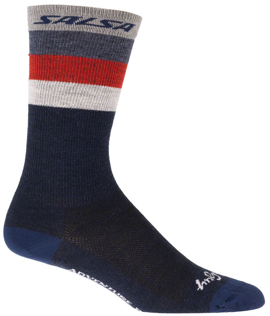 Salsa Arctica Wool Socks - Denim, w/Stripes, Small/Medium