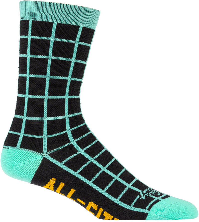 Load image into Gallery viewer, All-City Club Tropic Socks - 6&quot;, Black, Goldenrod, Teal, Large/X-Large
