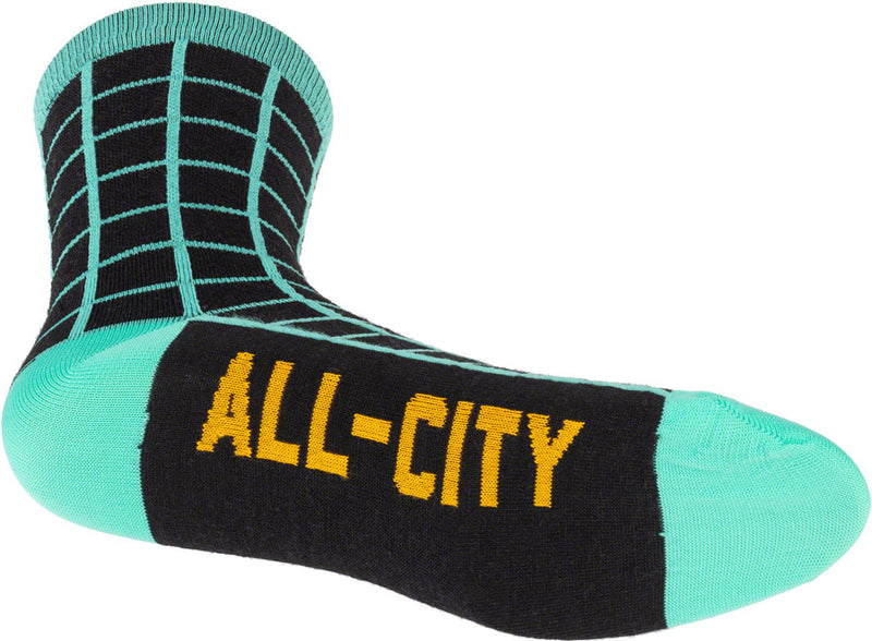 Load image into Gallery viewer, All-City Club Tropic Socks - 6&quot;, Black, Goldenrod, Teal, Large/X-Large
