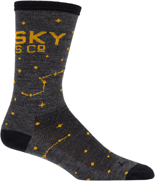 Whisky Stargazer Wool Sock - Charcoal, Yellow, Small/Medium