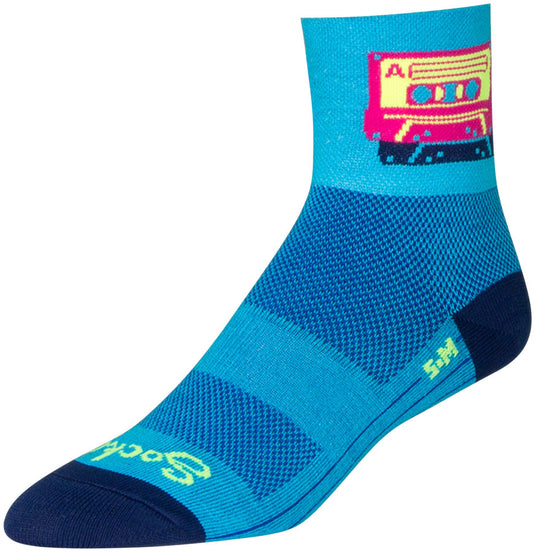 SockGuy Classic Mixtape Socks 3 inch Blue Pink Large X-Large Unisex Synthetic