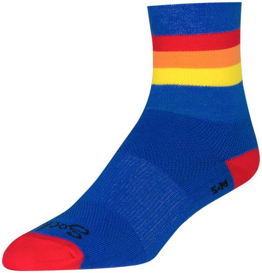 SockGuy Classic Vintage Socks 4 inch Blue Red Orange Yellow Large X-Large